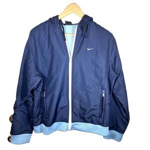 Y2k Women’s Nike Fleece Lined Windbreaker Hooded  Jacket Size Large
